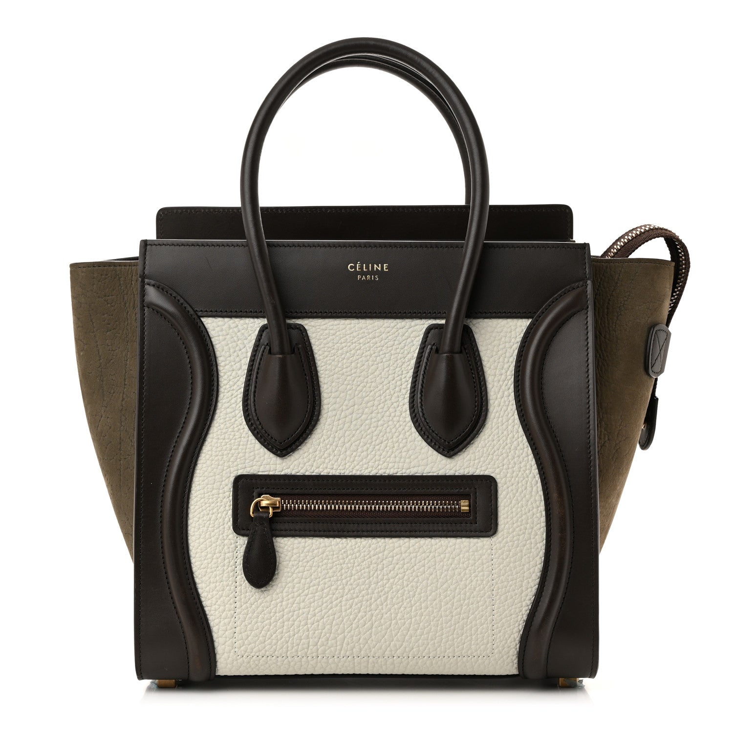 Celine Bullhide Calfskin Nubuck Micro Tri-Color Luggage White Khaki 1 of 9