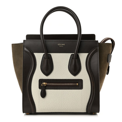 Celine Bullhide Calfskin Nubuck Micro Tri-Color Luggage White Khaki 1 of 9