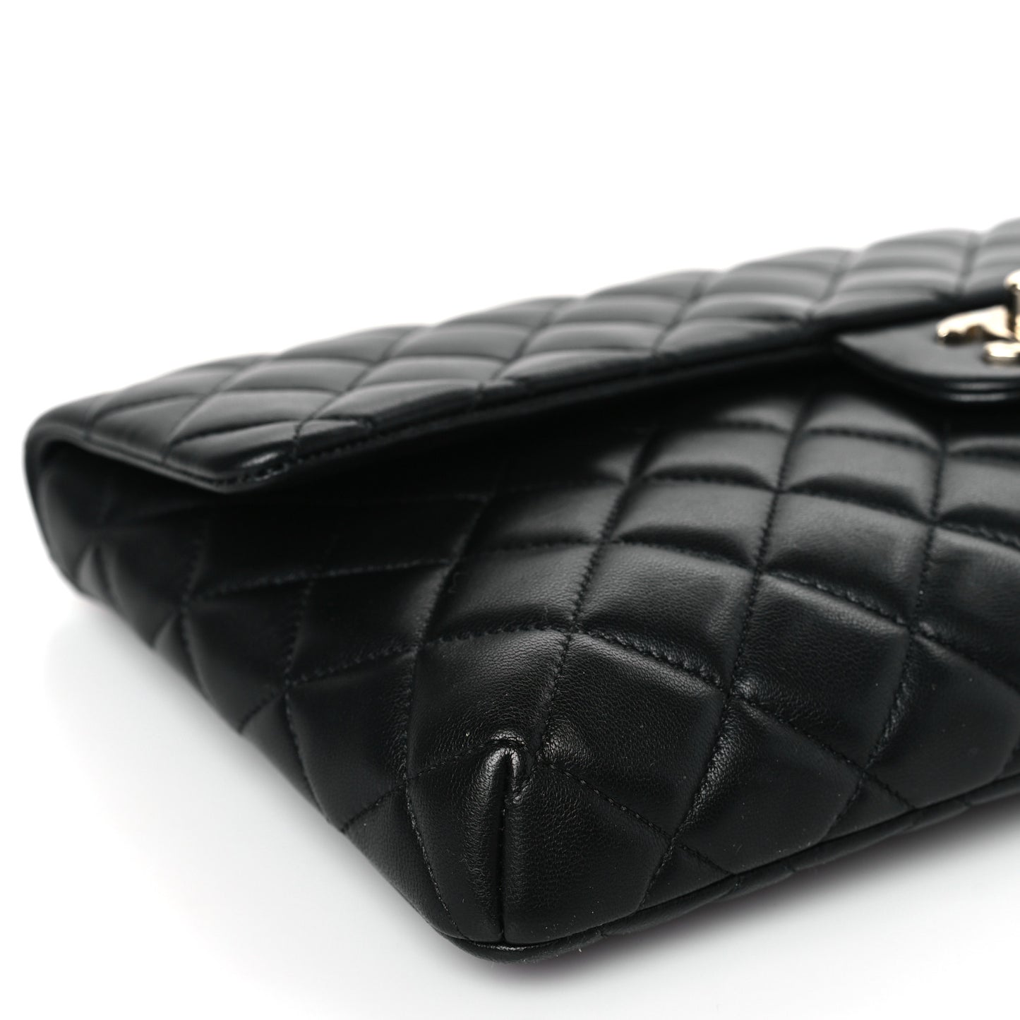 Lambskin Quilted Flap Clutch Black