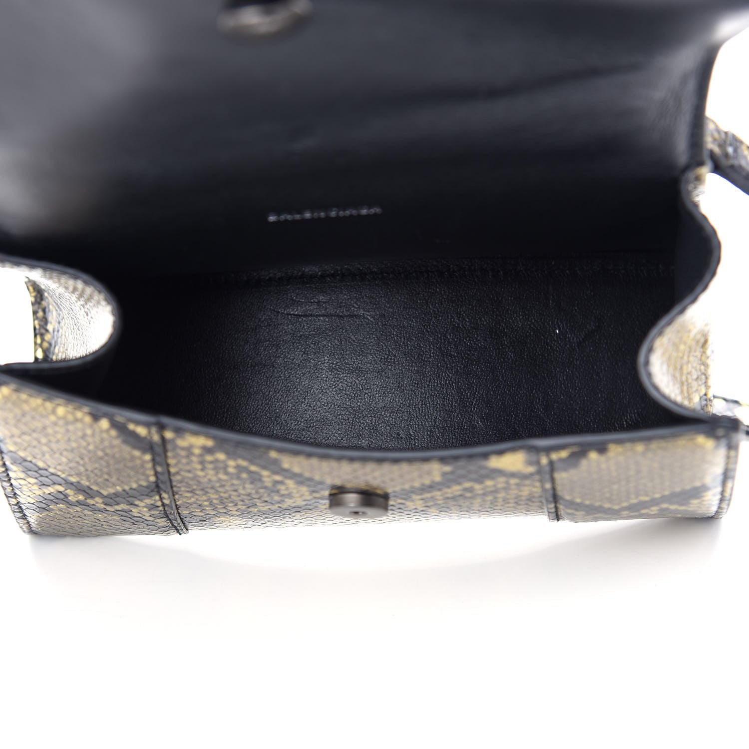 Balenciaga Shiny Calfskin Snakeskin Embossed Hourglass Top Handle Bag XS Gold Black 5 of 8