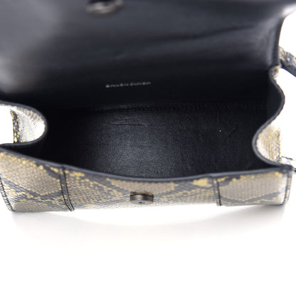 Balenciaga Shiny Calfskin Snakeskin Embossed Hourglass Top Handle Bag XS Gold Black 5 of 8