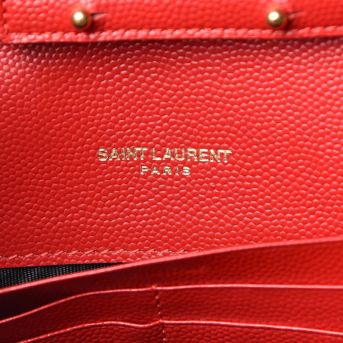 Grain De Poudre Matelasse Chevron Monogram Chain Wallet Red