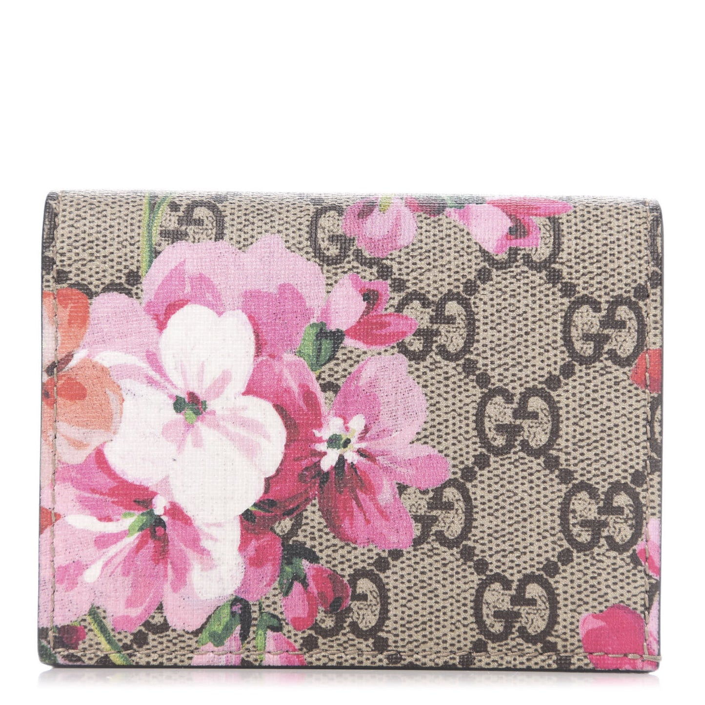 GG Supreme Monogram Blooms Card Case Beige Multicolor Dry Rose
