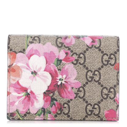 Gucci GG Supreme Monogram Blooms Card Case Beige Multicolor Dry Rose 1 of 6