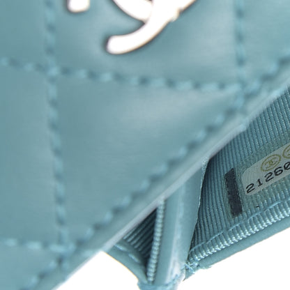 Chanel Lambskin Quilted Flap Card Holder Turquoise 8 of 8