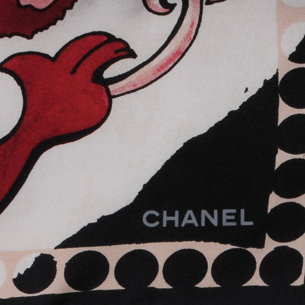 Chanel Silk Dragon CC Scarf Black 3 of 5