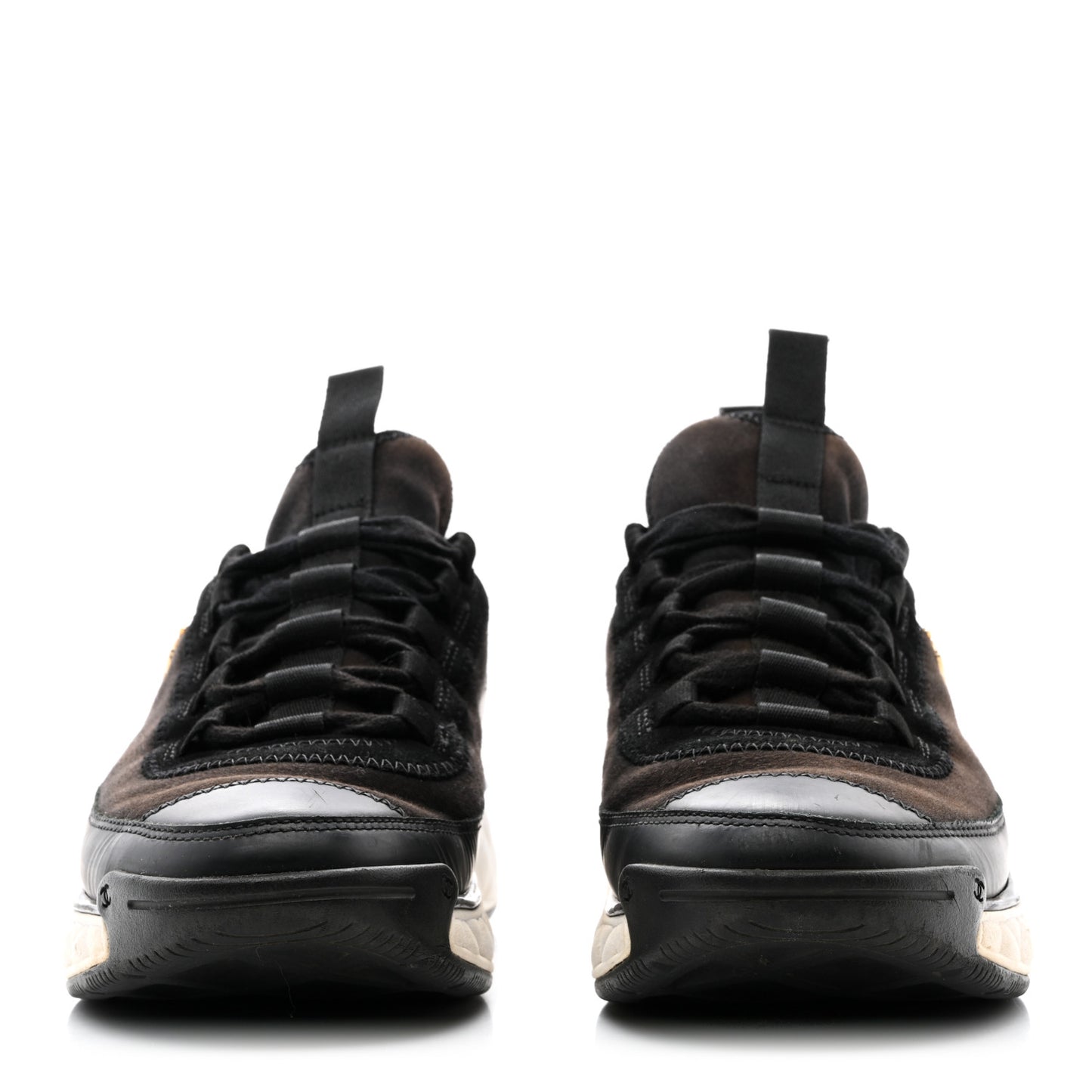 Velvet Calfskin Mixed Fibers CC Sneakers 37 Black