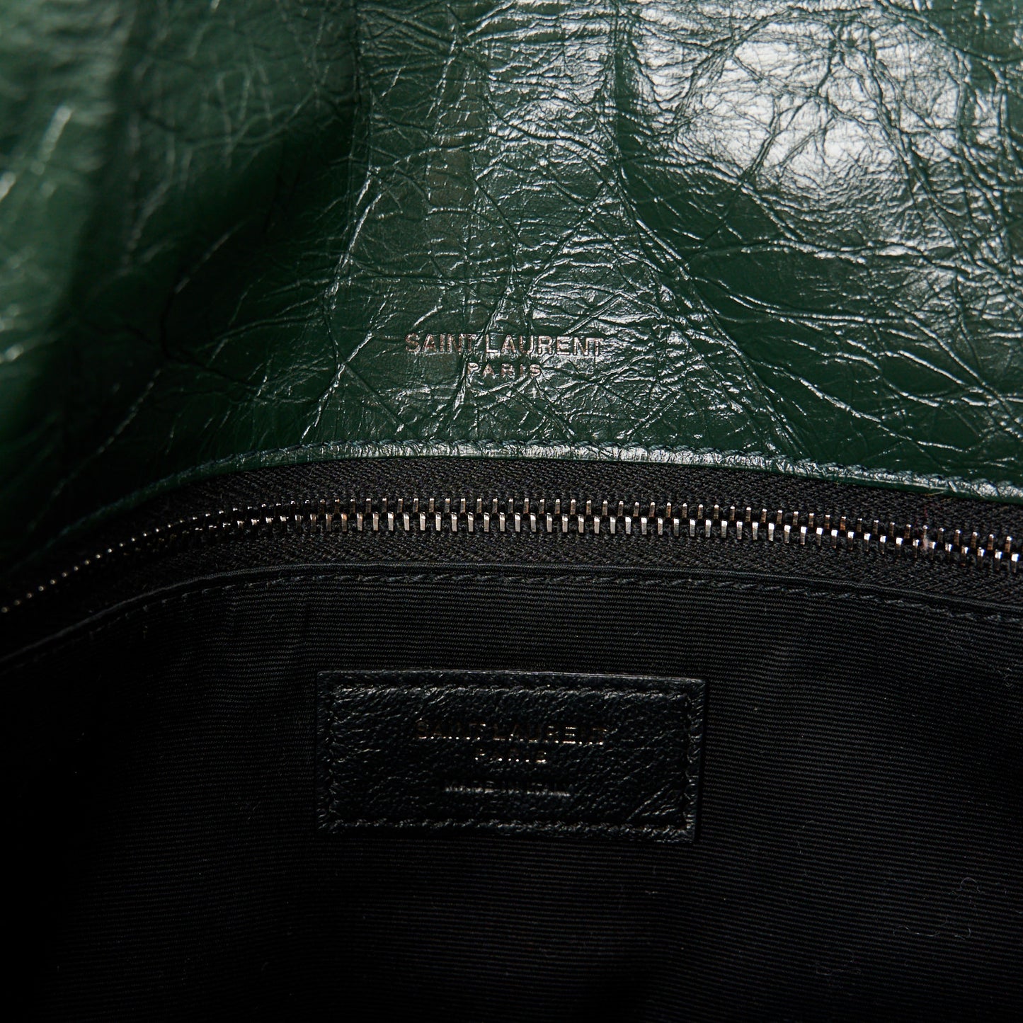 Crinkled Lambskin Matelasse Monogram Medium Niki Chain Satchel Dark Green
