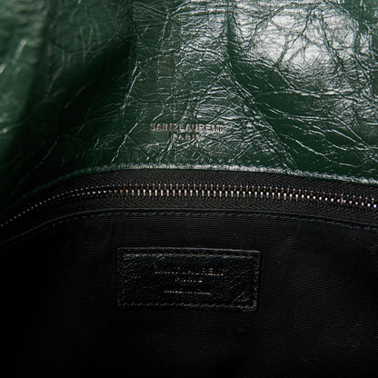 Saint Laurent Crinkled Lambskin Matelasse Monogram Medium Niki Chain Satchel Dark Green 6 of 10