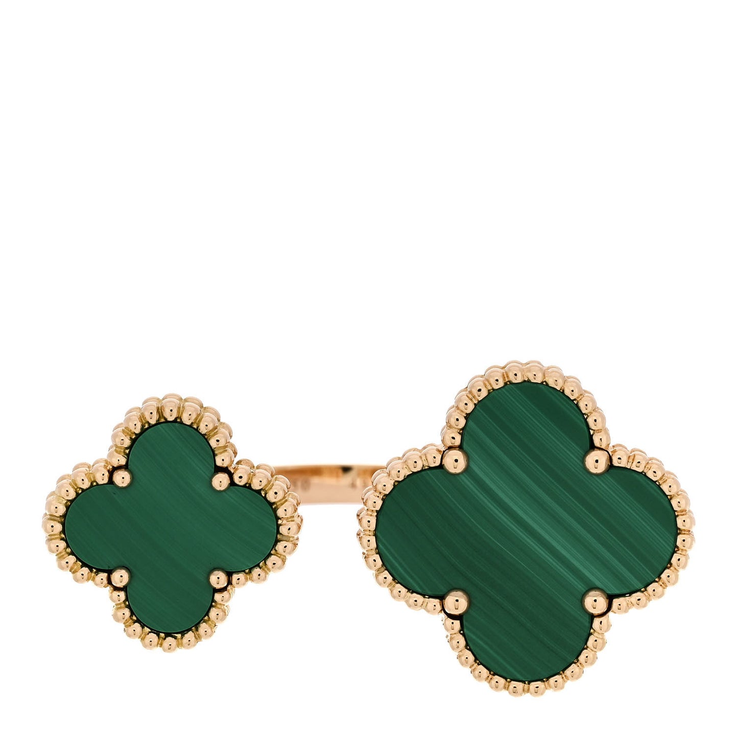 18K Yellow Gold Malachite Magic Alhambra Between the Finger Ring 49 5