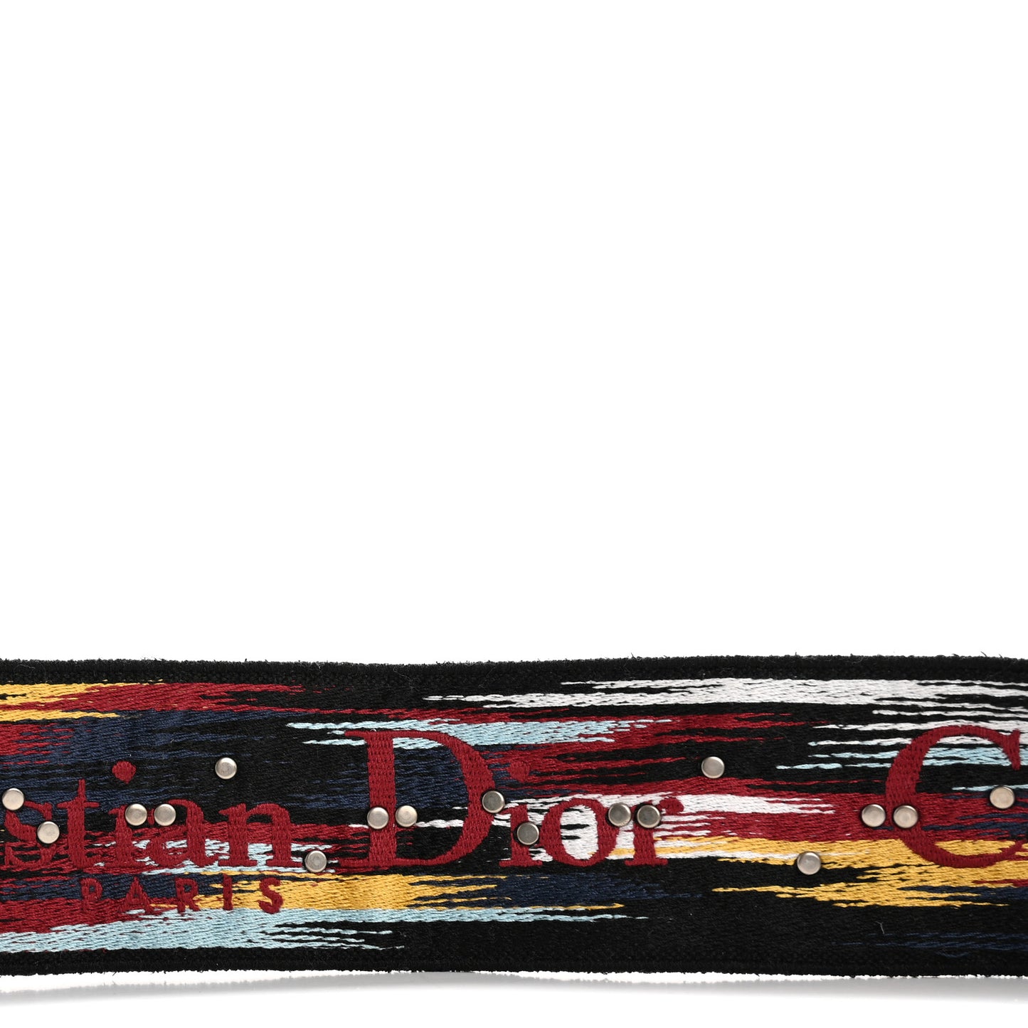 Canvas Embroidered Studded Shoulder Strap Black Multicolor