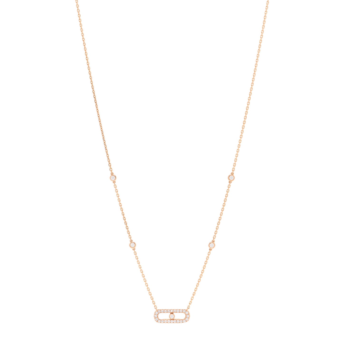 18K Rose Gold Diamond Move Uno Pave Necklace