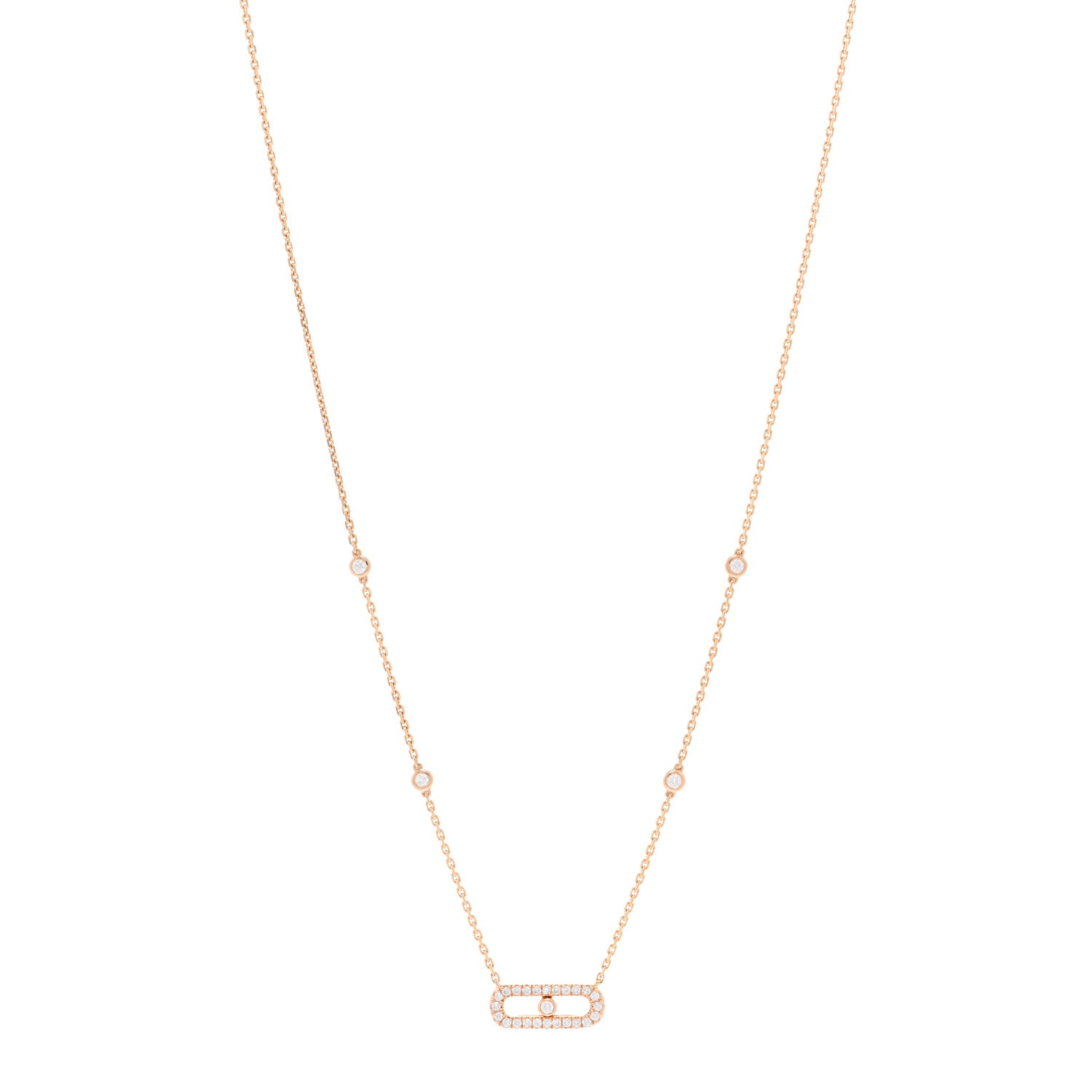 Messika 18K Rose Gold Diamond Move Uno Pave Necklace 1 of 5