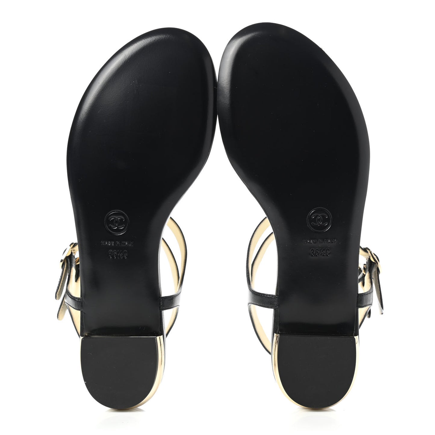 Lambskin Pearl Bow Thong Sandals 36.5 Black