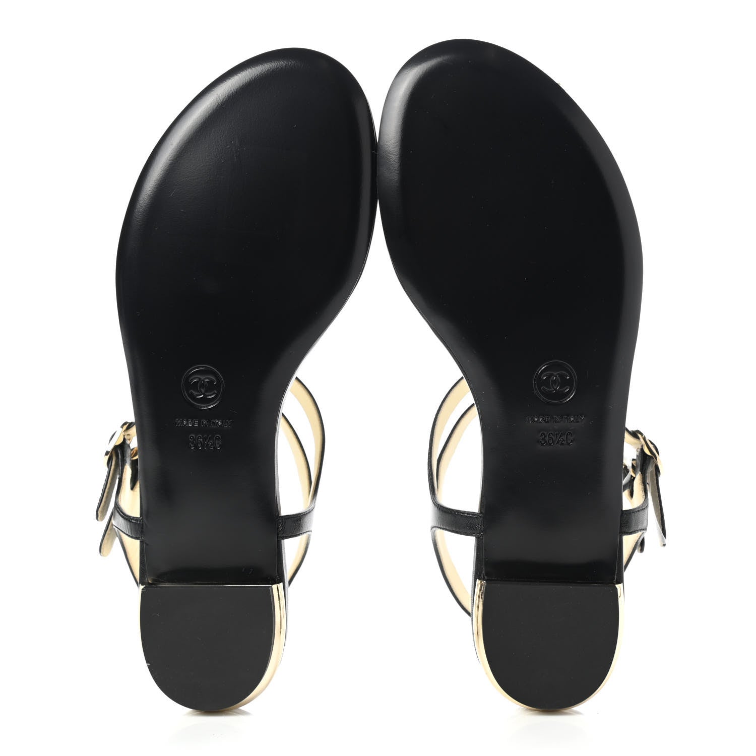 Chanel Lambskin Pearl Bow Thong Sandals 36.5 Black 5 of 9