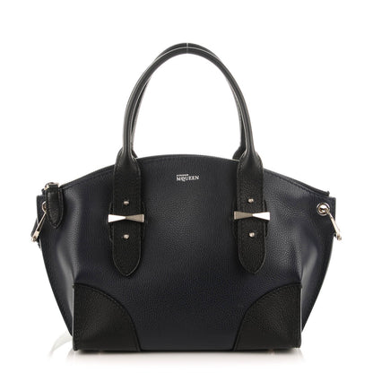 Alexander McQueen Grained Calfskin Small Bi-Color Legend Satchel Navy Black 1 of 8