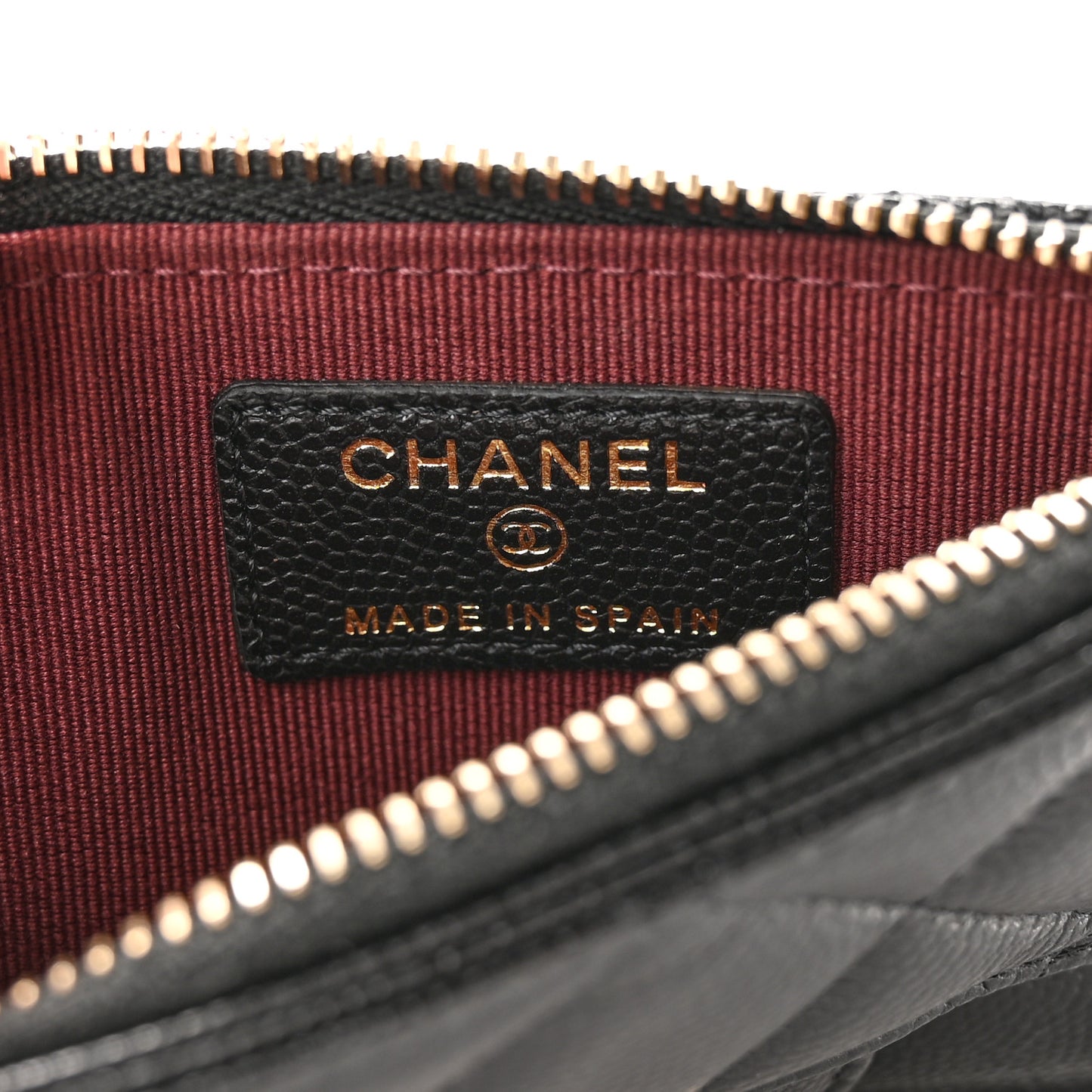 Caviar Quilted Flap Zip Card Holder Black