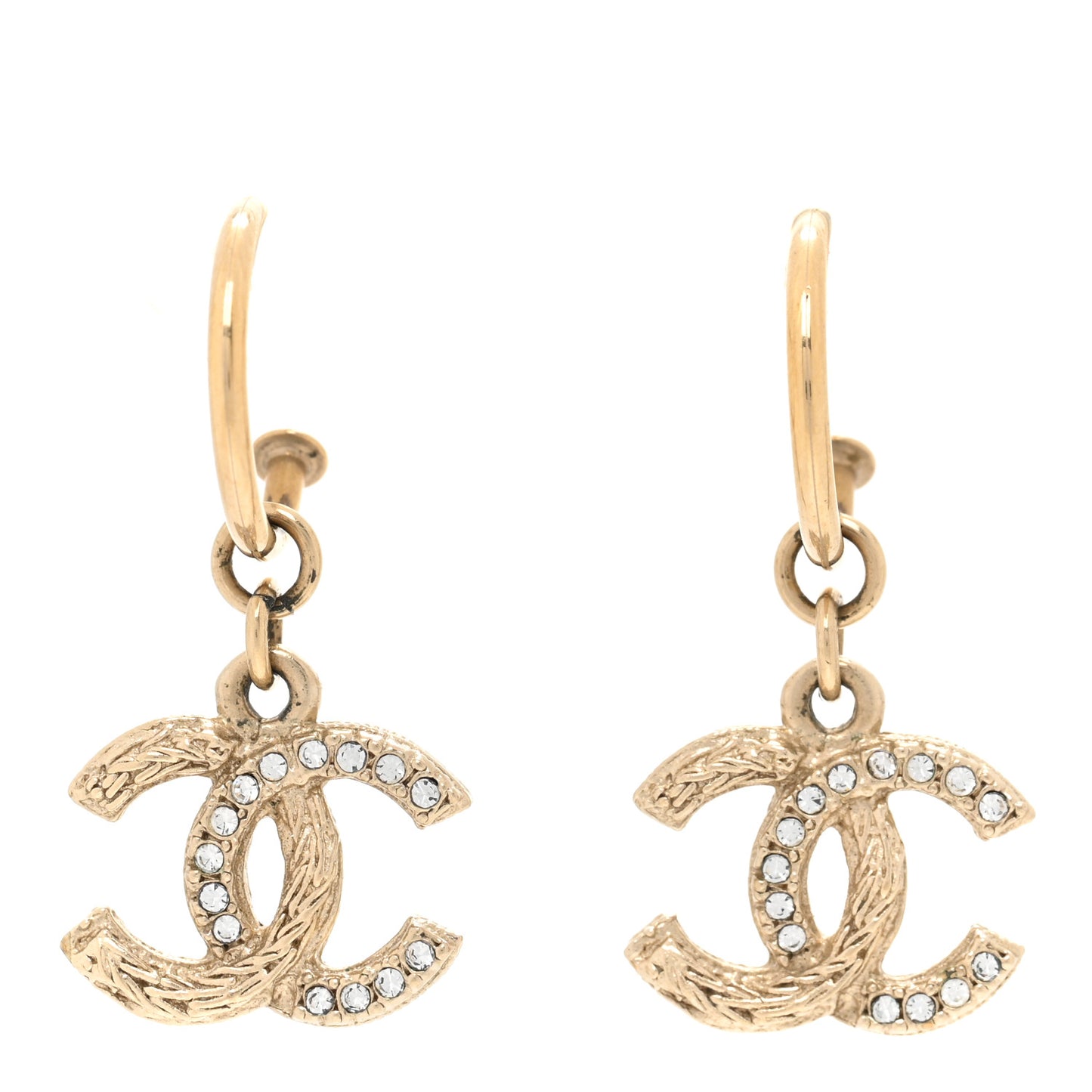 Crystal CC Drop Earrings Gold