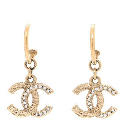 Chanel Crystal CC Drop Earrings Gold 1 of 4
