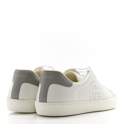 Gucci Calfskin Interlocking G Perforated Mens Ace Sneakers 8 White Grey Sky 4 of 10