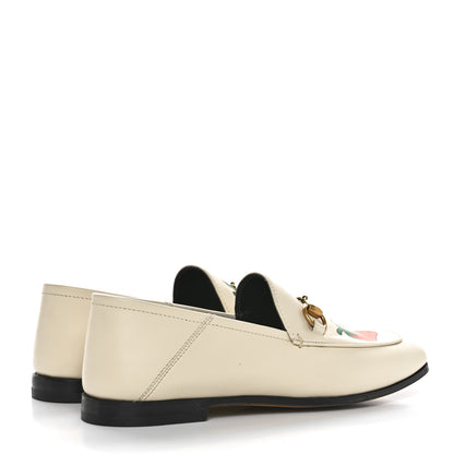 Gucci Calfskin Taste Strawberry Womens Brixton Horsebit Loafers 35 Ivory Red 4 of 8