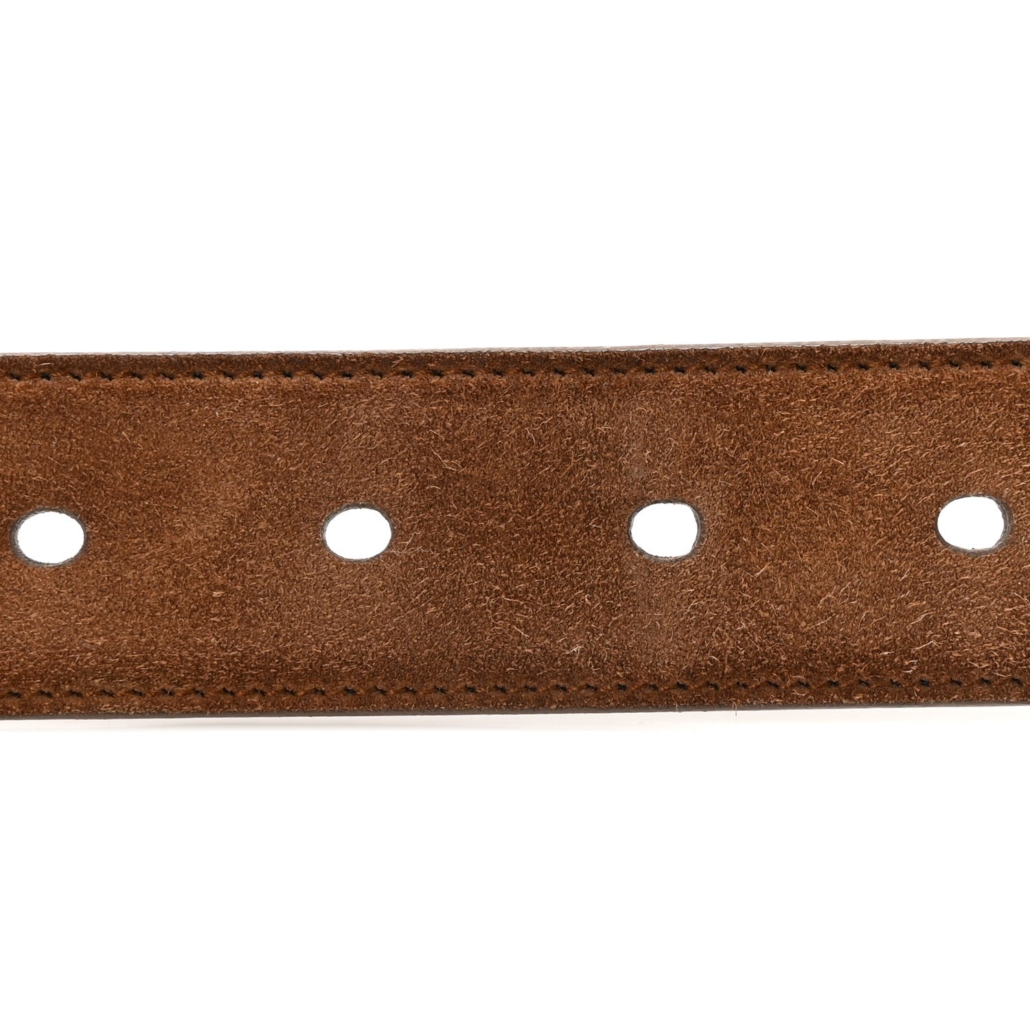 Saint Laurent Suede Monogram Square Buckle Belt 80 32 Tan Bronze 3 of 5