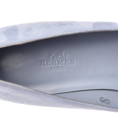 Hermes Suede Goatskin Crystal Powdered Nice Ballerina Flats 38 Bleu Glacier 7 of 10