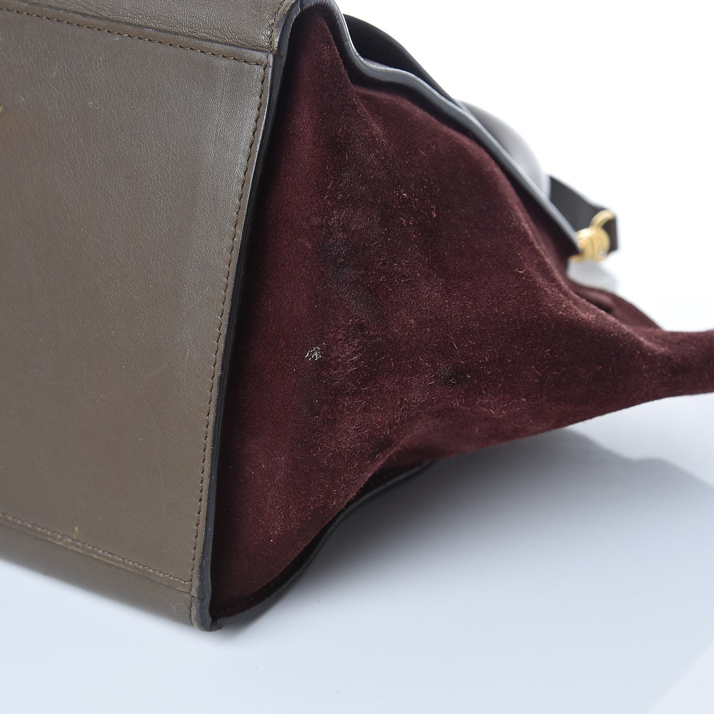 Smooth Calfskin Suede Medium Tri-Color Trapeze Burgundy
