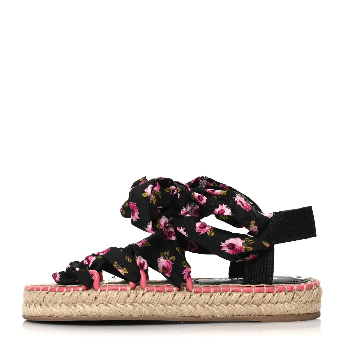Satin Printed Espadrille Sandals 36 Multicolor