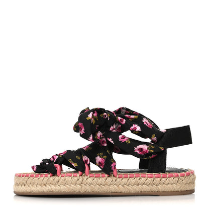 Prada Satin Printed Espadrille Sandals 36 Multicolor 1 of 8
