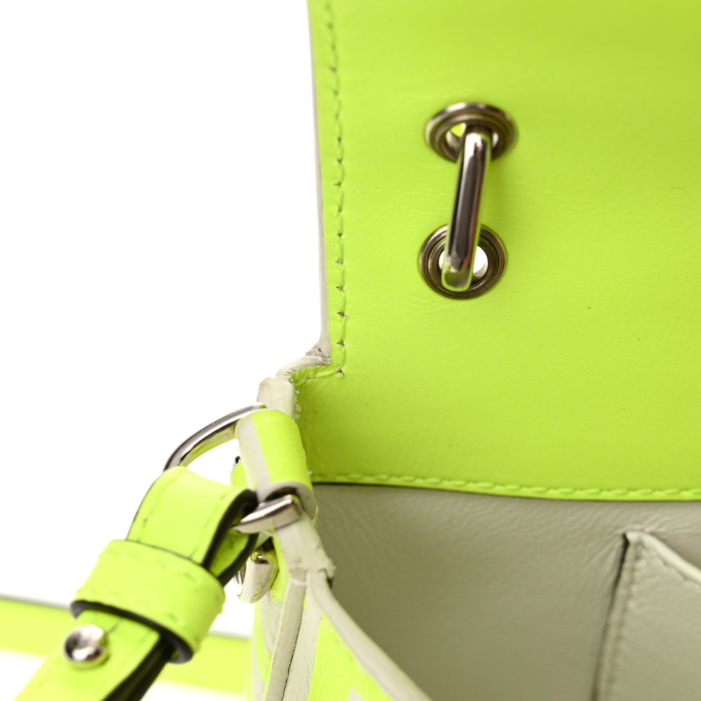 X MARC JACOBS Nappa Vitello King Logo Print Phone Baguette Yellow Fluo