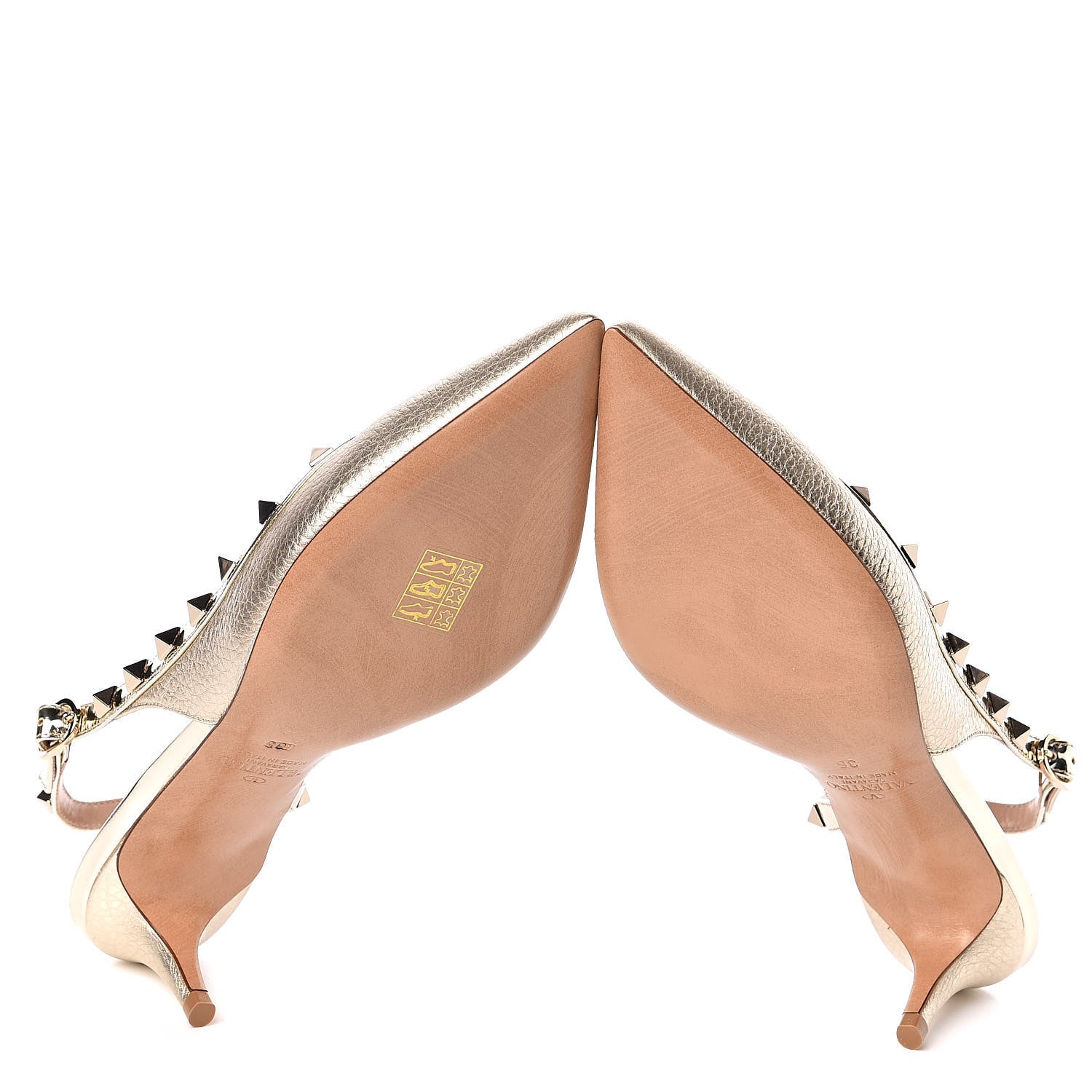 Valentino Garavani Metallic Pebbled Calfskin Rockstud Half D'Orsay Slingback 50mm Pumps 36 Platino 5 of 9