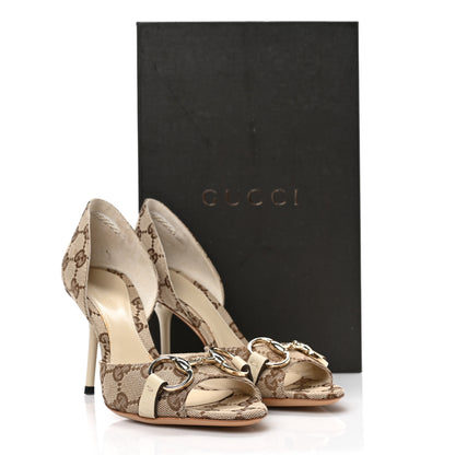 Gucci Monogram Niagara Lux Horsebit Sandals 5.5 Beige Ebony Gesso 8 of 8