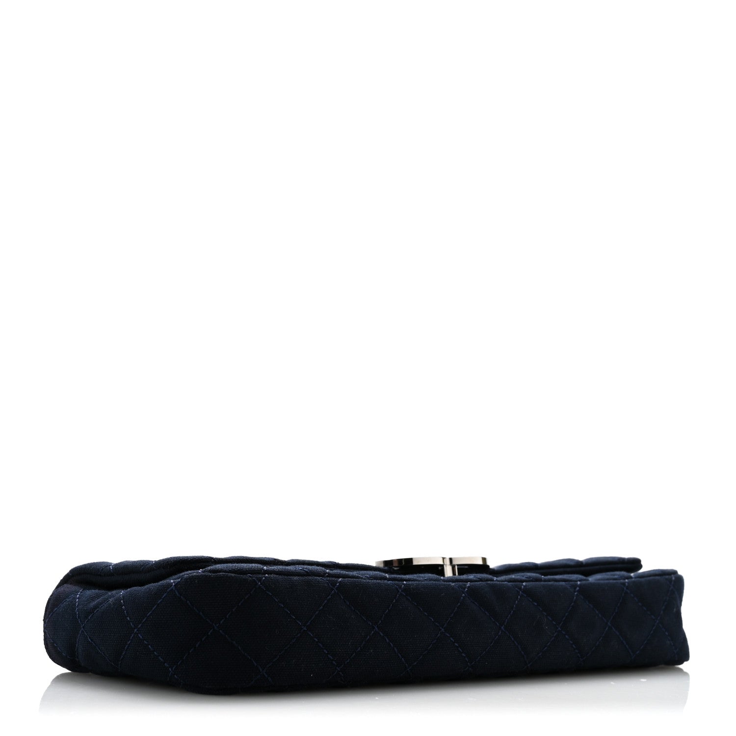 Chanel Canvas Quilted CC Cruise East West Flap Clutch Navy Blue 4 of 12