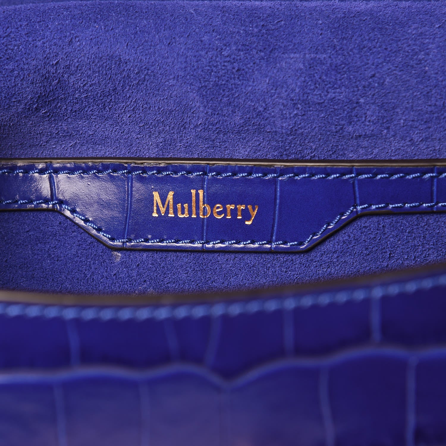 Mulberry Calfskin Crocodile Embossed Small Amberley Satchel Cobalt Blue 6 of 9