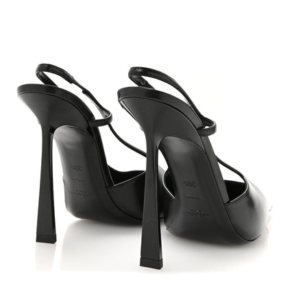 Saint Laurent Calfskin Metallic Toe Slingback Strap Heels  39.5 Black 5 of 8