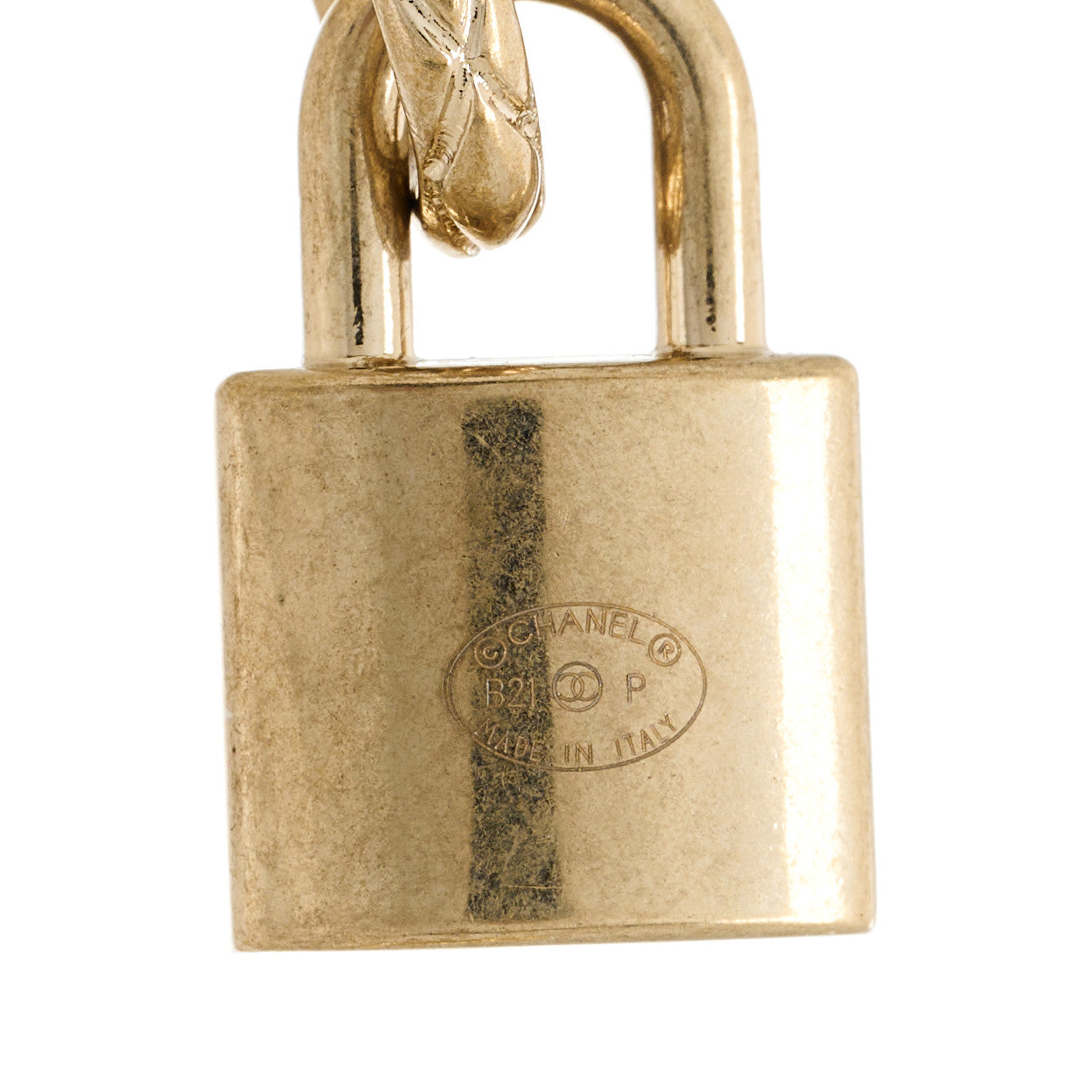 Chanel Metal Lock Drop Earrings Light Gold 4 of 4