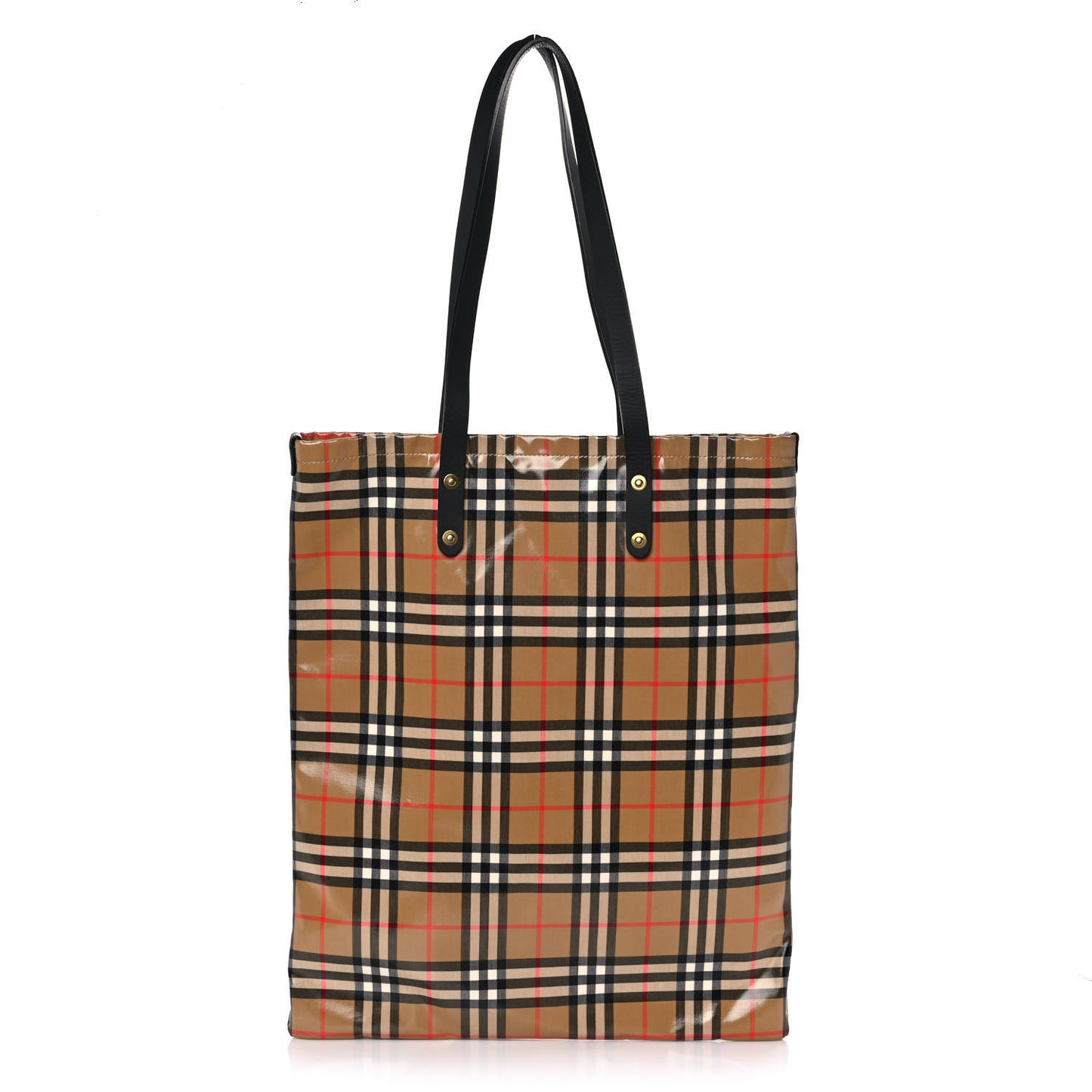 Coated Canvas Vintage Check Shopper Tote Black