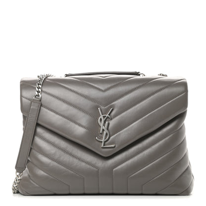 Saint Laurent Calfskin Y Quilted Monogram Medium Loulou Chain Satchel Earth 1 of 12
