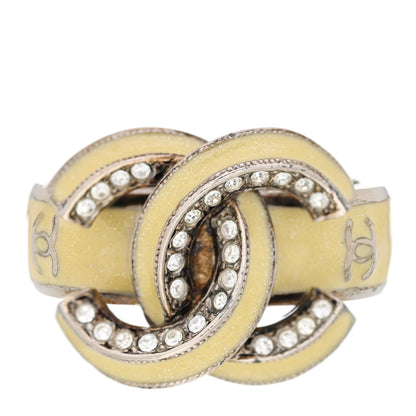 Chanel Enamel Crystal CC Ring 52/6 Silver 1 of 5