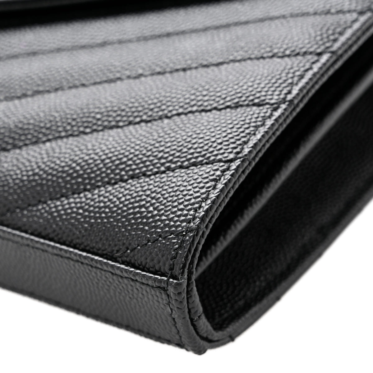 Grain De Poudre Matelasse Chevron Monogram Chain Wallet Black