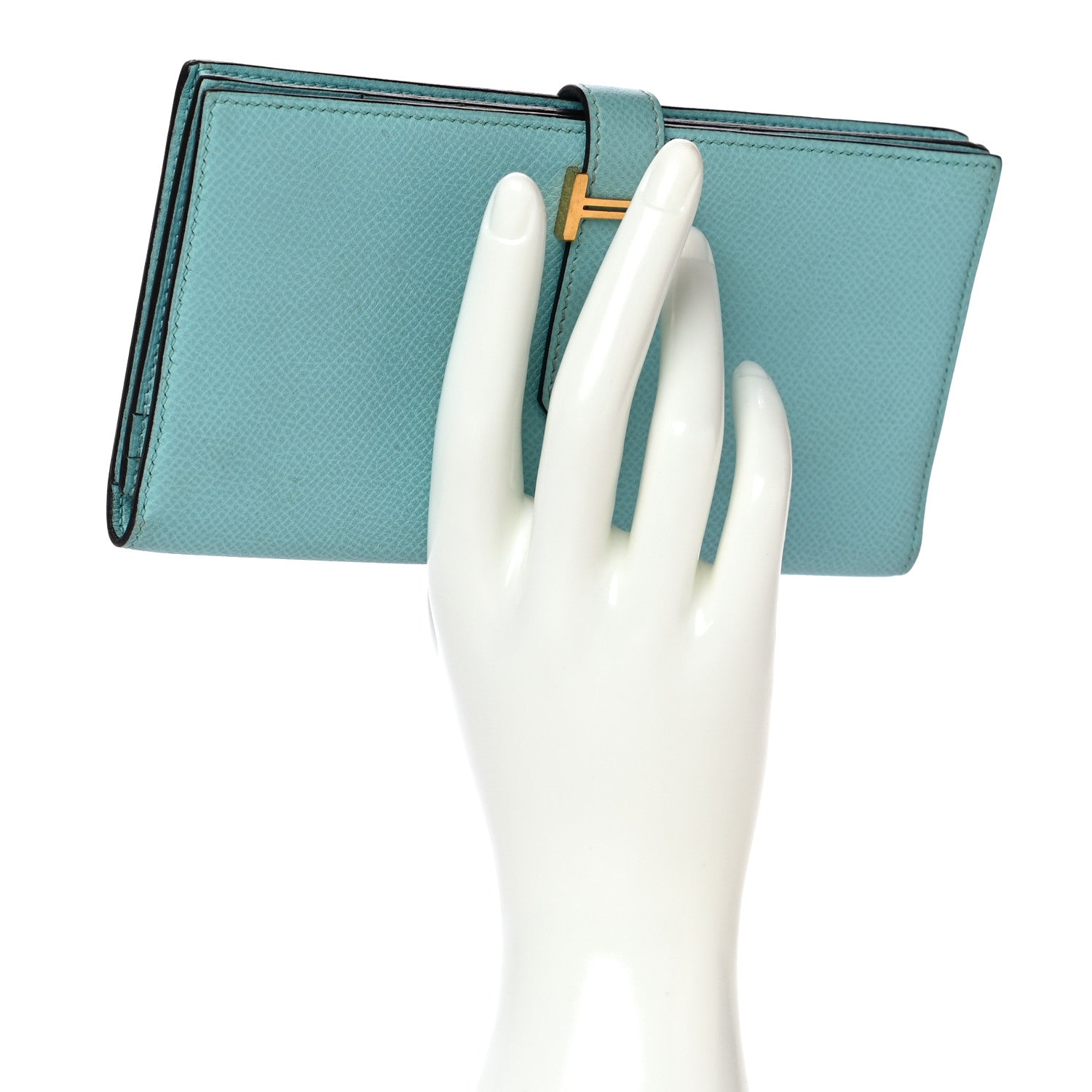 Hermes Epsom Bearn Gusset Wallet Bleu Atoll 2 of 12