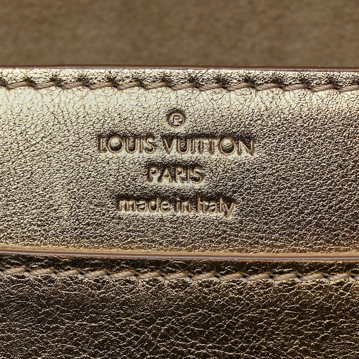 Louis Vuitton LOUIS VUITTON Metallic Calfskin Louise Clutch Gold 6 of 9