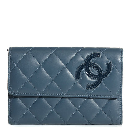 Chanel Calfskin Quilted Short Flap Wallet Blue 1 of 9