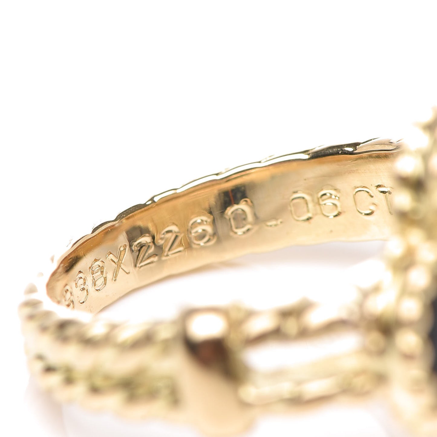 18K Yellow Gold Black Onyx Diamond Vintage Alhambra Ring 47 4