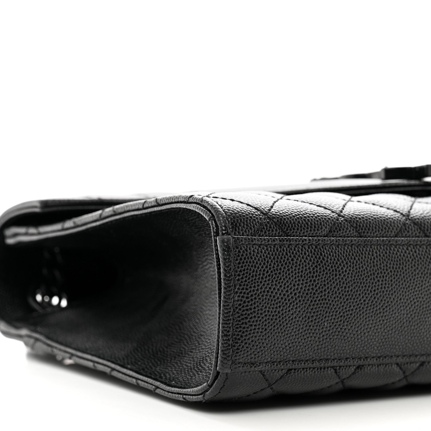 Saint Laurent Grain De Poudre Textured Mixed Matelasse Triquilt Medium Monogram Monochrome Satchel Black 8 of 9