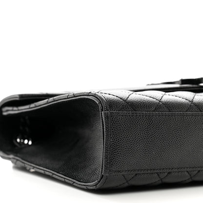 Saint Laurent Grain De Poudre Textured Mixed Matelasse Triquilt Medium Monogram Monochrome Satchel Black 8 of 9