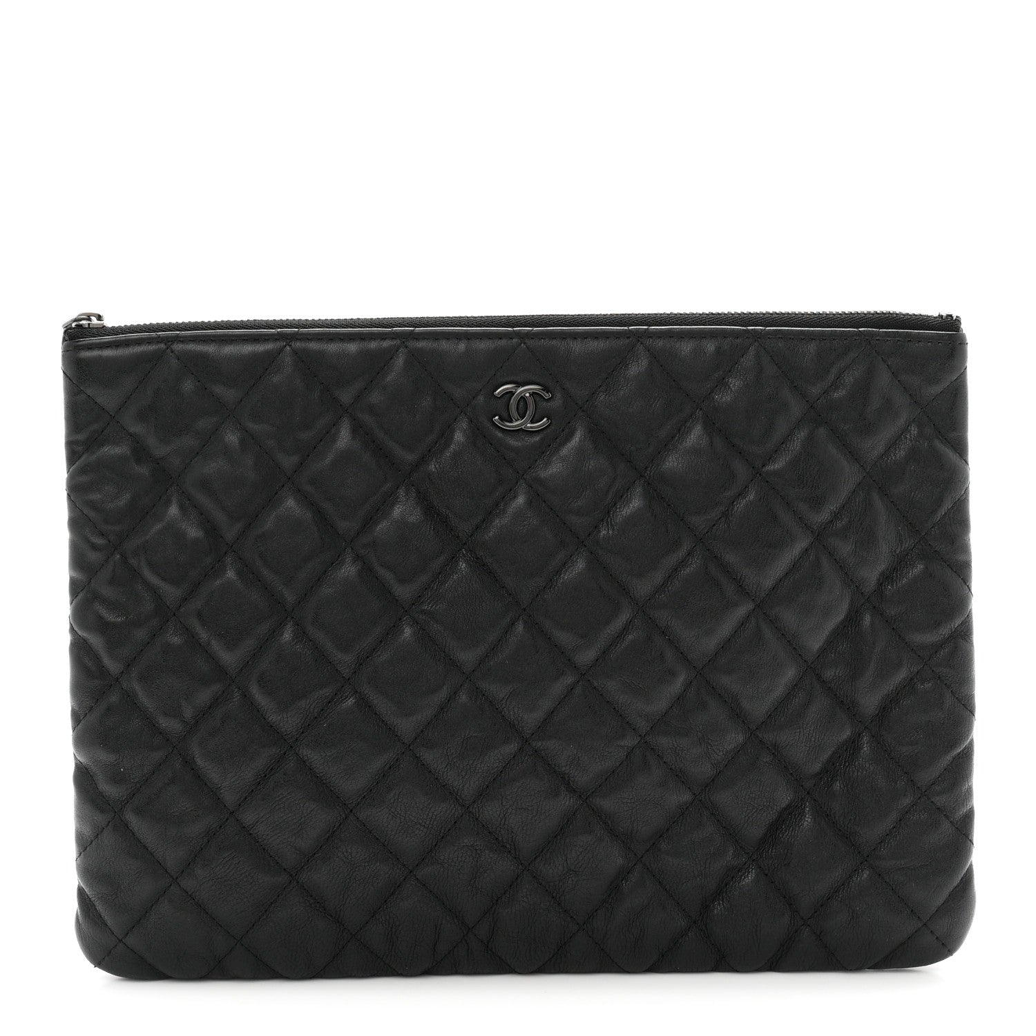 Chanel Crumpled Calfskin Quilted Medium Cosmetic Case So Black 1 of 7