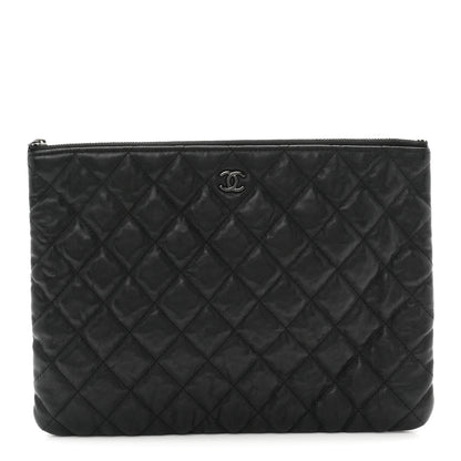 Chanel Crumpled Calfskin Quilted Medium Cosmetic Case So Black 1 of 7