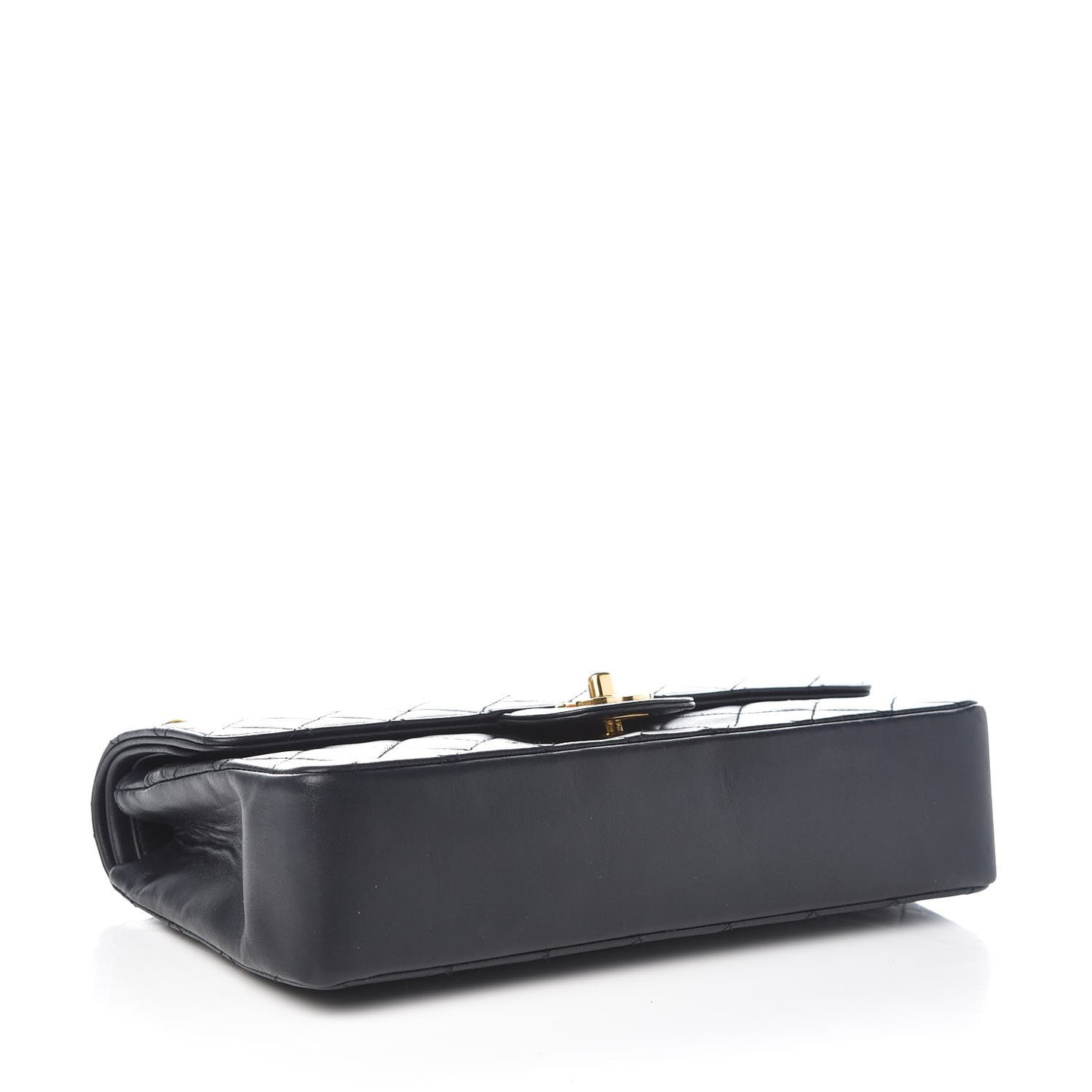 Lambskin Quilted Medium Double Flap Navy